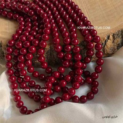 مروارید شل اصلی قرمز براق - سایز 8
