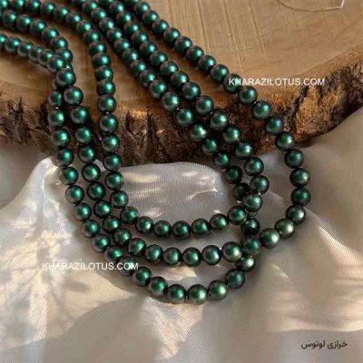 مروارید شل اصلی سبز مات - سایز 8