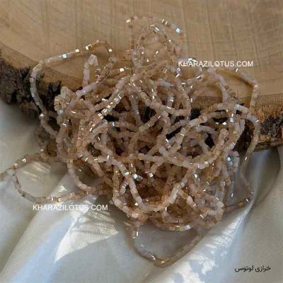 کریستال چک سایز ۲ مربعی - کرم طلایی