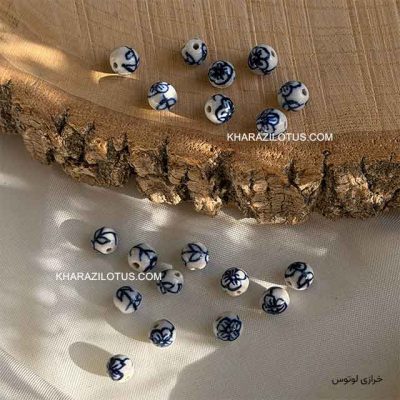 مهره سرامیکی کروی طرح گل (سرمه‌ای)
